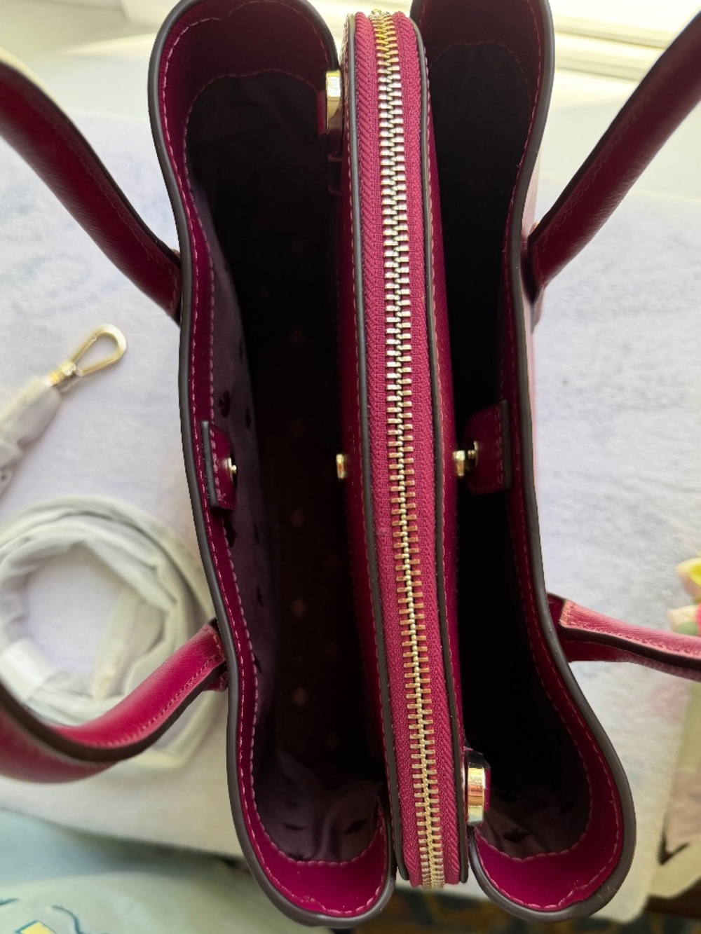 Like New Kate Spade New York Rory Saffiano Leather Medium Satchel in BlackBerry - Picture 9 of 16